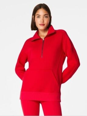 Spanx Women's Red AirEssentials Luxe Half Zip Tunic Sweatshirt Size XL
